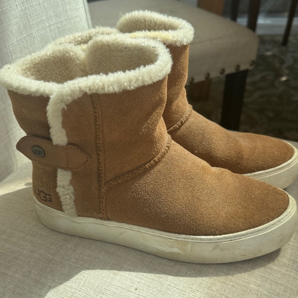 UGG Tan Suede Ankle Boots with rubber sole